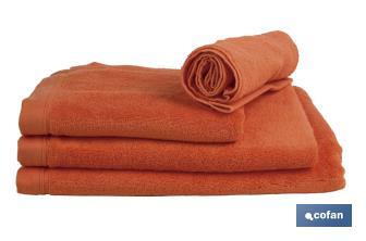 Bath sheet | Amanecer Model | Orange | 100% cotton | Weight: 580g/m2 | Size: 100 x 150cm - Cofan