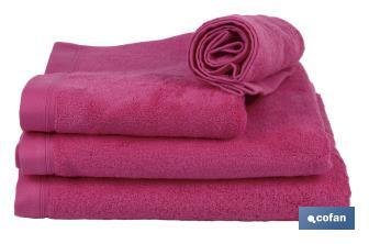 Asciugamano da doccia | Modello Primavera | Fucsia | 100% cotone | Grammatura: 580 g/m² | Dimensioni: 70 x 140 cm - Cofan