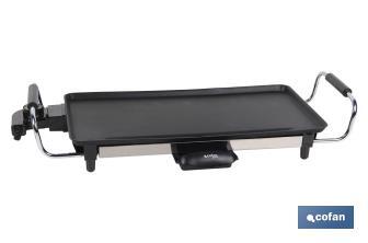Plancha Asadora Eléctrica | Placa de aluminio antiadherente | Potencia de 2000 W | Medidas: 45 x 25 x 7 cm - Cofan