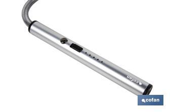 Electric lighter | USB rechargeable lighter | Plasma arc lighter | Flexible neck | Battery indicator | Size: 26 x 1.5cm - Cofan