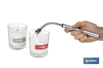 Electric lighter | USB rechargeable lighter | Plasma arc lighter | Flexible neck | Battery indicator | Size: 26 x 1.5cm - Cofan