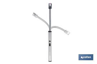 Electric lighter | USB rechargeable lighter | Plasma arc lighter | Flexible neck | Battery indicator | Size: 26 x 1.5cm - Cofan