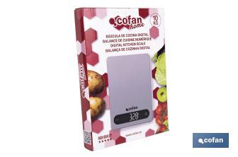 Digital kitchen scale available in 3 colours | LED display | 4 high-precision sensors - Cofan