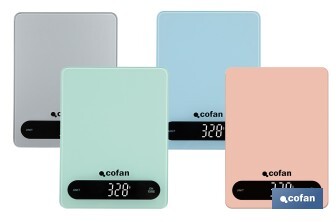 Digital kitchen scale available in 3 colours | LED display | 4 high-precision sensors - Cofan