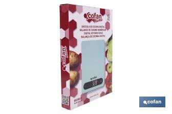 Digital kitchen scale available in 3 colours | LED display | 4 high-precision sensors - Cofan