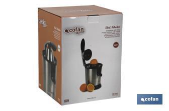 Exprimidor Eléctrico | Modelo Ribadeo | Potencia 160W | Apto para Lavavajillas | Fabricado en Acero Inoxidable - Cofan