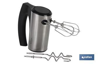 Hand mixer | Power: 350W | Maneli Model | Size: 16 x 18 x 8cm | ABS & brushed stainless steel | 2 whisks & 2 dough hooks - Cofan