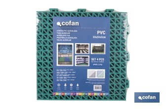 Loseta Alveolada | Set de 4 Unidades | 4 colores diferentes | Material PVC | Medidas 33 x 33 x 2 cm - Cofan