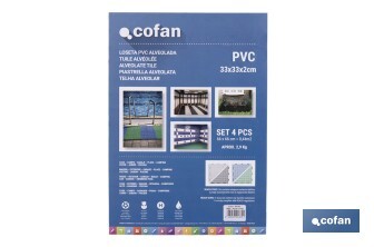 Loseta Alveolada | Set de 4 Unidades | 4 colores diferentes | Material PVC | Medidas 33 x 33 x 2 cm - Cofan
