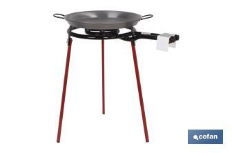 Set of paella pan + burner + stand | Polished steel paella pan included | Complete pack - Cofan