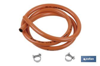 Kit of butane gas with clamps | Flexible hose pipe of 1.5m | Orange - Cofan