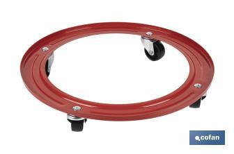Suporte metálico com 4 rodas para botija de gás butano | Resistente até 50 kg | Adequado para botijas em cor vermelho - Cofan