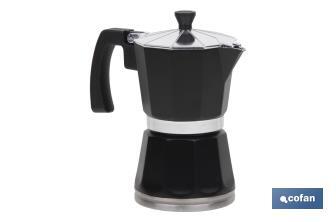 Cafeteira | Cor Negro | Capacidade para 6 Taças | Fabricada em Aluminio | Para Inducção - Cofan