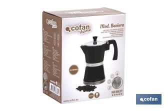 Cafeteira | Cor Negro | Capacidade para 6 Taças | Fabricada em Aluminio | Para Inducção - Cofan