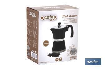 Moka pot | Black | Aluminium | For induction hobs - Cofan