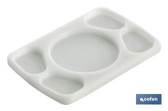 5 compartment serving platter | Size: 30 x 20 x 1.5cm | White - Cofan