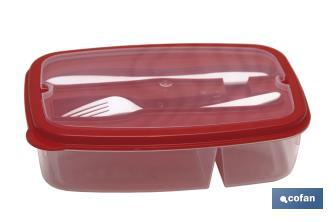 Rectangular lunch box with cutlery | 1.5-litre Capacity | Several Colours - Cofan