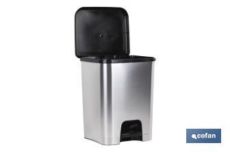 Cubo de basura con pedal Class metalizado | Capacidad para 26 litros | Color gris y negro - Cofan