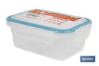 Fiambrera rectangular | Con tapa en color azul o verde | Apto para microondas, congelador y lavavajillas | Diferentes tamaños - Cofan