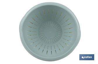 Set de Ensaladera y Escurridor de Verduras | Color: blanco y verde | Medida: 30 x 19 cm - Cofan