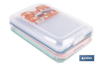 Pack de 4 fiambreras portaembutidos apilables | Tapa transparente | Conservación de alimentos | Medidas: 25 x 17 x 3 cm - Cofan