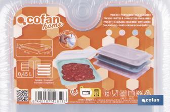 Pack de 4 fiambreras portaembutidos apilables | Tapa transparente | Conservación de alimentos | Medidas: 25 x 17 x 3 cm - Cofan