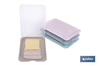 Pack de 4 fiambreras portaembutidos apilables | Tapa transparente | Conservación de alimentos | Medidas: 25 x 17 x 3 cm - Cofan