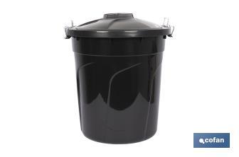 Trash bin | Black | 50L Capacity | Locking metal handles integrated | Trash bin with lid - Cofan
