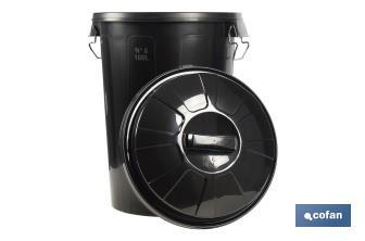 Waste bin with lid and metal handles | Capacity: 100 litres | Material: polypropylene | Black - Cofan
