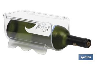Wine rack for fridge | For one bottle of 1 or 2-litre | Stackable clear rack storage - Cofan