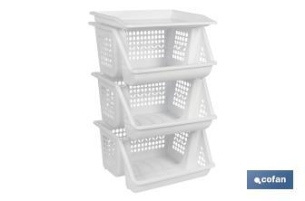 Verdulero com 3 Cestas | Em Cor Branco | Medida: 62 x 39 x 32 cm - Cofan