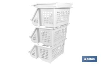 Carrello per frutta e verdura con 3 ceste | Bianco | Dimensioni: 62 x 39 x 32 cm - Cofan