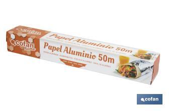 Household aluminium foil roll | Size: 16, 30 or 50m | 30cm width | Box with cutting edge | Non-stick | Multipurpose - Cofan