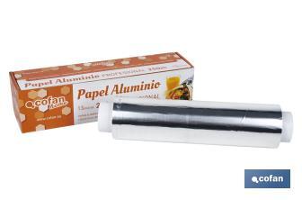 Papel Aluminio para uso profesional, Estuche con sierra de corte, Especial para usar en cocina