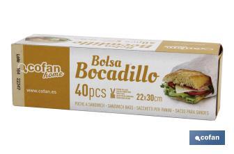 Bolsas para bocadillos/ sándwiches | Fabricadas en polietileno | Caja con 40 unidades - Cofan