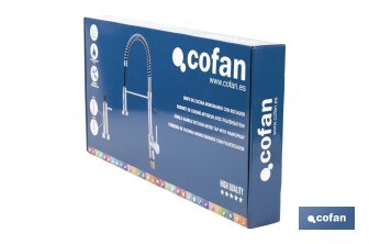 Grifo de cocina monomando con rociador | Caño giratorio 360° | Cuerpo de latón | Medidas: ø5 x 48 x 22 cm | Disponible en acabado cromado - Cofan