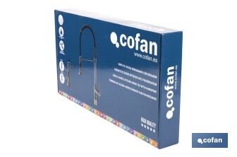 Grifo de cocina monomando con rociador | Caño giratorio 360° | Cuerpo de latón | Medidas: ø5 x 48 x 22 cm | Disponible en gris antracita metalizado - Cofan