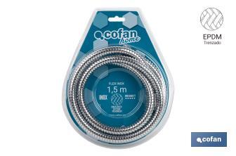 Shower hose | Stainless | Extensible | Length: 1.5 | Universal thread of 1/2" | Brass fittings - Cofan