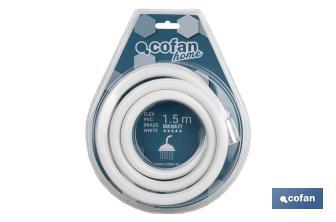 Shower hose | PVC | White | Brass fittings| Length: 1.5 | Universal thread of 1/2" - Cofan