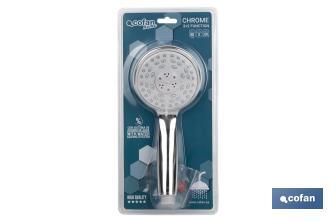 Hand-held shower head | Chrome plating | 3 Spray modes | Size: 22 x 10cm - Cofan