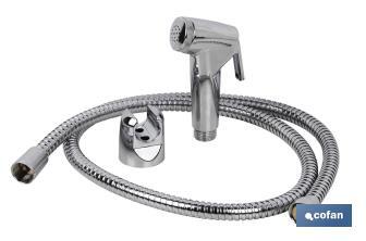 Kit of Chrome-plated bidet shower head | Trigger + Shower Hose + Bracket | Chrome-plated ABS - Cofan