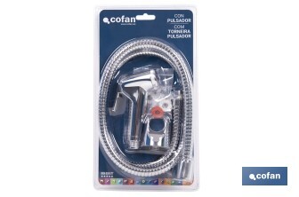 Kit Grifo de Ducha Cromado | Pulsador + Colgador + Flexo | Fabricado en ABS Cromado - Cofan