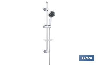 Shower kit with sliding rail | 3 Pieces | 5 spray modes | Chrome-plated ABS - Cofan