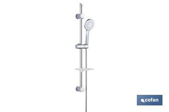 Shower kit with sliding rail | 3 Pieces | 5 spray modes | White | Chrome-plated ABS - Cofan