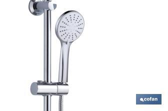 Round shower column | 5 Spray modes | Hand-held shower head + Shower hose + Sliding rail + Overhead shower head + Soap dish - Cofan