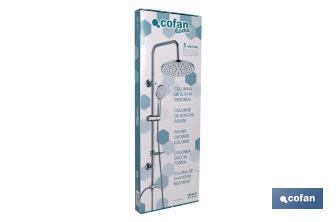 Asta per la doccia rotonda | 5 modalità | Doccetta + Tubo flessibile + Asta scorrevole + Soffione + Porta sapone - Cofan