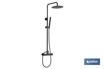 Shower column with mixer tap | Black | With water-saving filter - Cofan