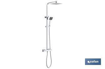 Thermostatic shower column | Square overhead shower head | Adjustable in height - Cofan