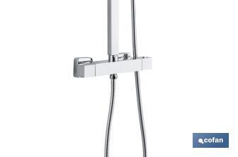 Thermostatic shower column | Square overhead shower head | Adjustable in height - Cofan