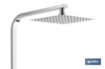 Shower column with single-handle tap | Square overhead shower head | Adjustable in height - Cofan